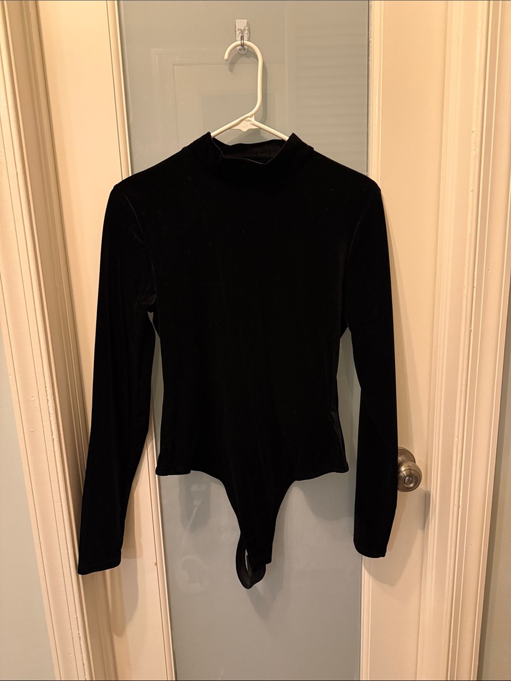 H&M Black Velvet Long Sleeve Mock Neck Bodysuit